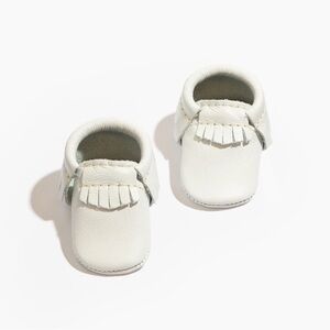 Freshly Picked Newborn Bright White Moccasin Baby Shoe Leather